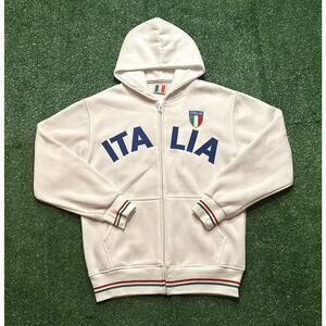 Vintage Y2K Italia Italy White Zip Up Hoodie Size L